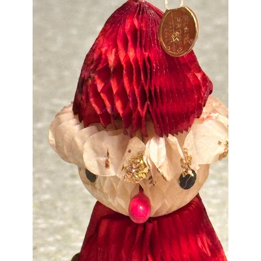 Vtg Honeycomb Santa Snowman 4 Ornaments Flame Proof Festive Holiday Decorations